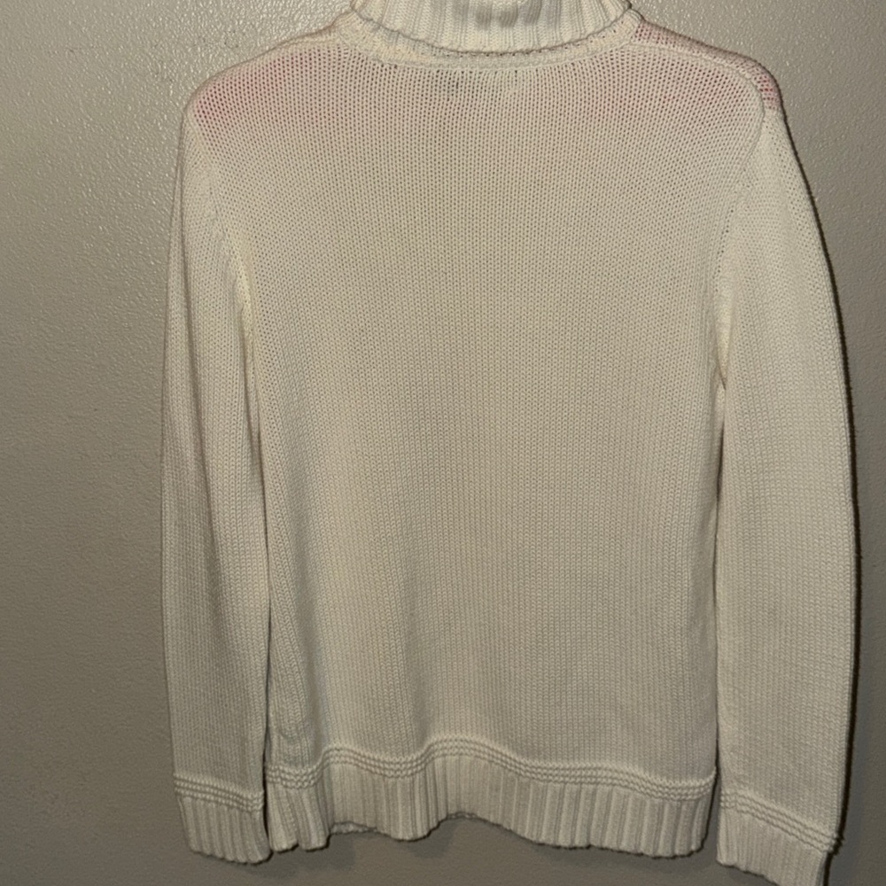 Lauren Ralph Lauren Cream Turtleneck Snowflake Knit Sweater Size M - Picture 7 of 7